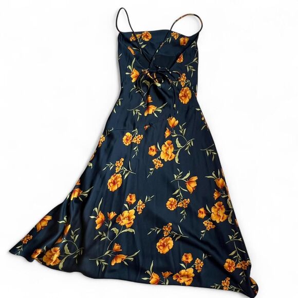 ASTR The Label - Gaia Floral Satin Cowlneck Midi-Dress - Picture 5 of 8